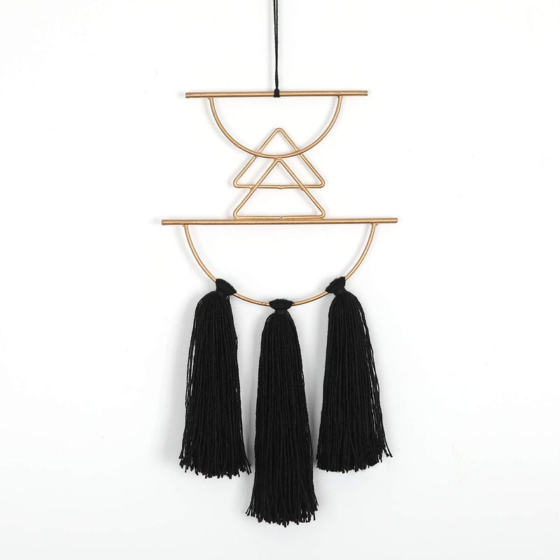 IOWER Boho Wall Decor Black Macrame Wall Hanging Metal Art Cute Home Small Decor for Livingroom Bedroom12 H - Image 1